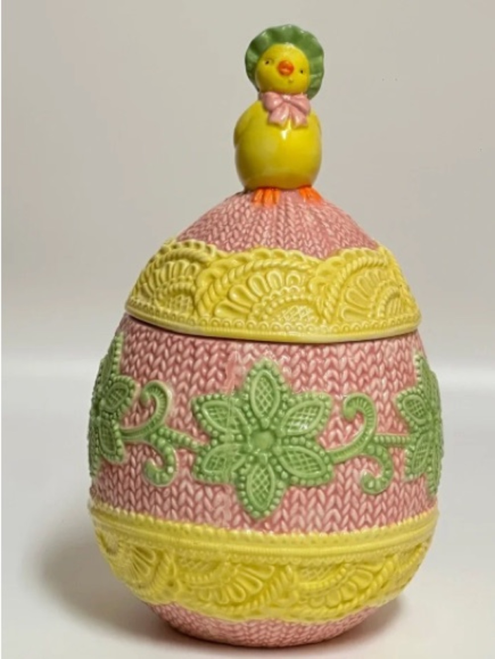 Pastel Chick Egg Trinket Box - Pink, Yellow & Green